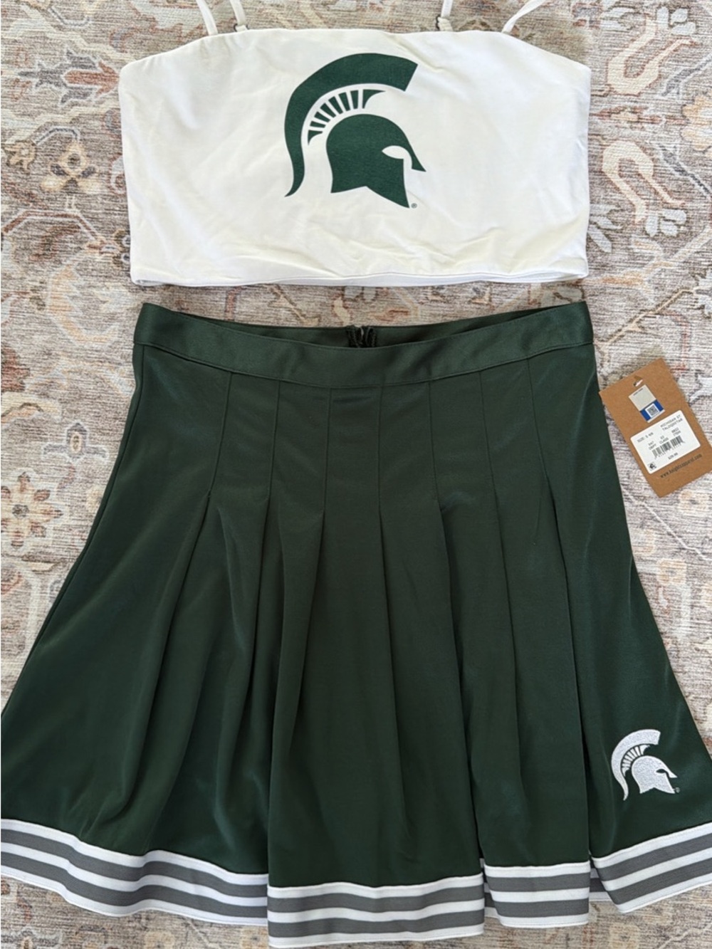 Michigan State Spartans Pleated Cheer Skirt with White Stripe